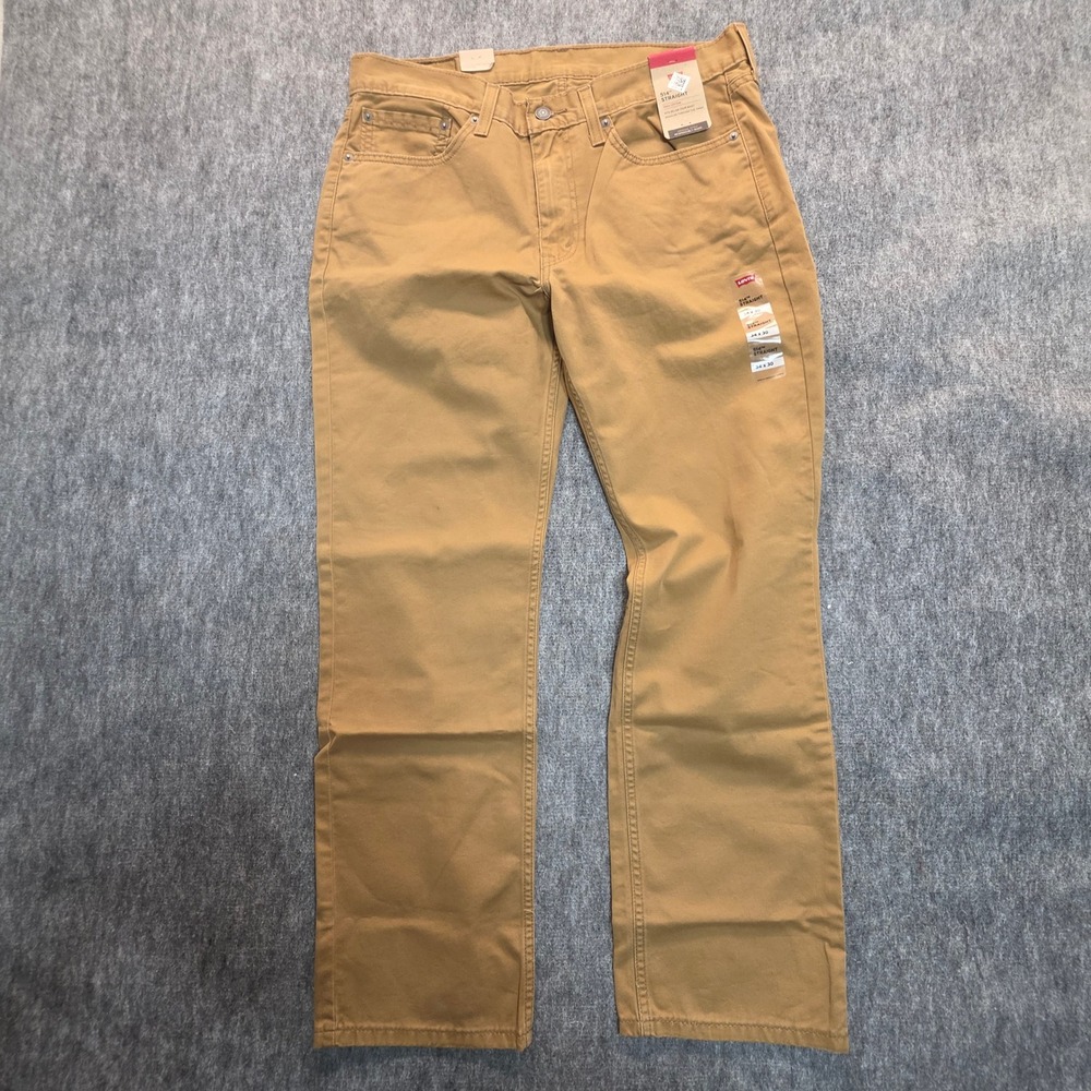 Levis 514 Straight Fit Pants Mens 35x28 Tan Khaki Cotton Twill 00514-1624